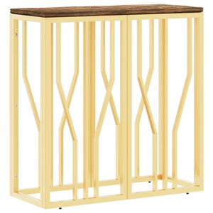 vidaXL Console Table Gold Stainless steel, solid reclaimed wood Slim