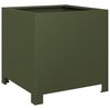 vidaXL Garden Planter Set of 2 Olive Green Steel 15.7 x 15.7 x 15.7 in