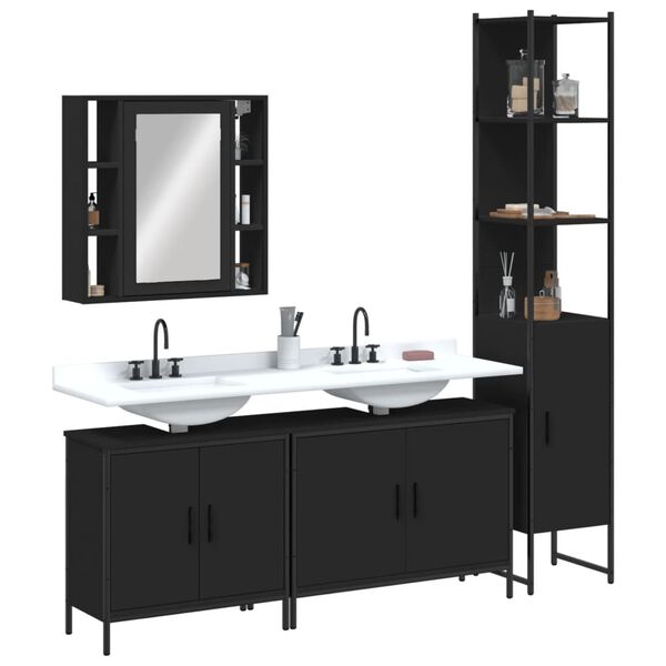 vidaXL Bathroom Cabinet Set Black