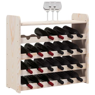 Wooden wine rack with glasses on top