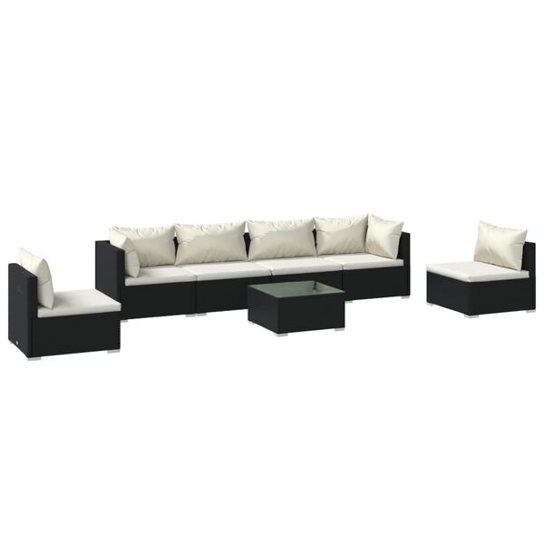 vidaXL Garden Lounge Set Black PE rattan Large Modular