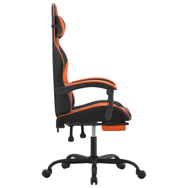 vidaXL Gaming Chair with Footrest Black and Orange Faux Leather