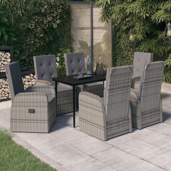 vidaXL Garden Dining Set Grey and black