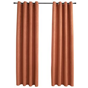 vidaXL Blackout Curtains with Metal Rings 2 pcs Rusty 55.1x68.9"