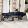 vidaXL 9 Piece Patio Sofa Set with Cushions Gray Poly Rattan