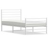 vidaXL Bed Frame White Powder-Coated Steel Twin Bed Frame Rectangular