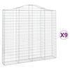 vidaXL Arched Gabion Baskets 9 pcs 78.7x11.8x180/200" Galvanised Iron
