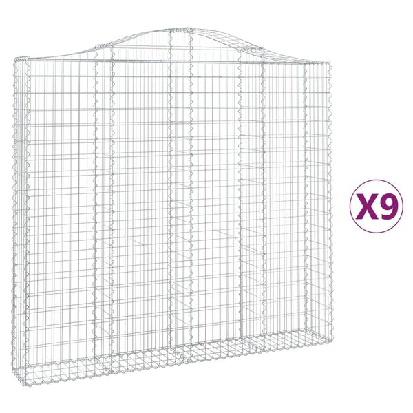 vidaXL Arched Gabion Baskets 9 pcs 78.7x11.8x180/200" Galvanised Iron