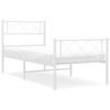 vidaXL Metal Bed Frame White Powder-Coated Steel Twin Bed Frame