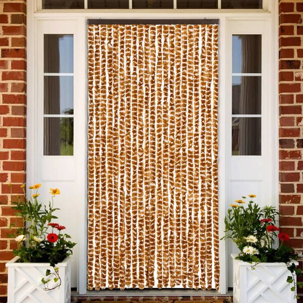 vidaXL Insect Curtain Ochre and White 35.4x86.6" Chenille