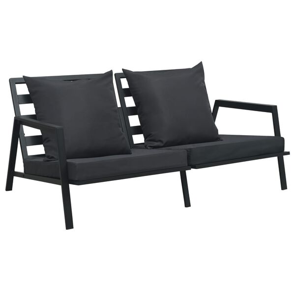vidaXL Garden Sofa Set of 2 Black and Dark Gray