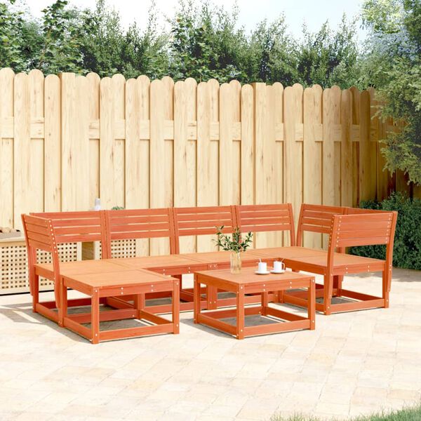 vidaXL Garden Sofa Set Wax brown Solid pine wood Large Modular