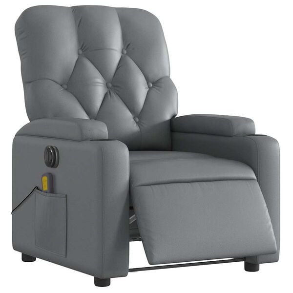 vidaXL Electric Massage Recliner Chair Gray Faux leather, metal, plywood
