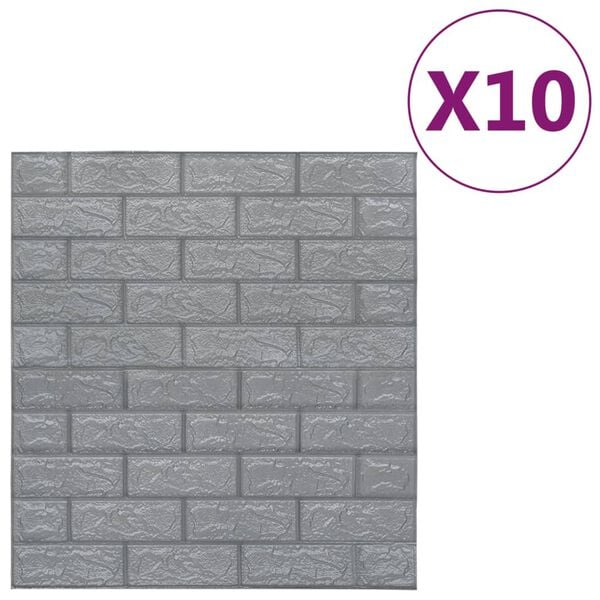 vidaXL Wallpaper Set of 10 Anthracite PE Foam 27.6 x 30.3 in Pattern