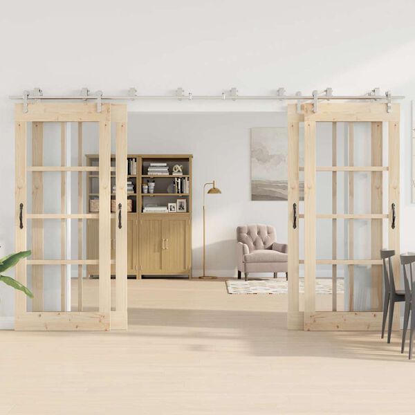 vidaXL Sliding Door Hardware Kit 144.1 " Stainless Steel Silver