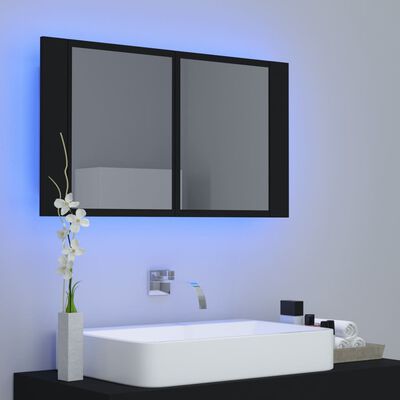 vidaXL LED Bathroom Mirror Cabinet Black 31.5"x4.7"x17.7" Acrylic