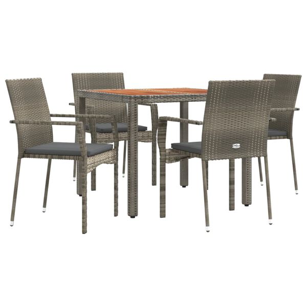 vidaXL Garden Dining Set Gray PE rattan Modular Garden Dining Set