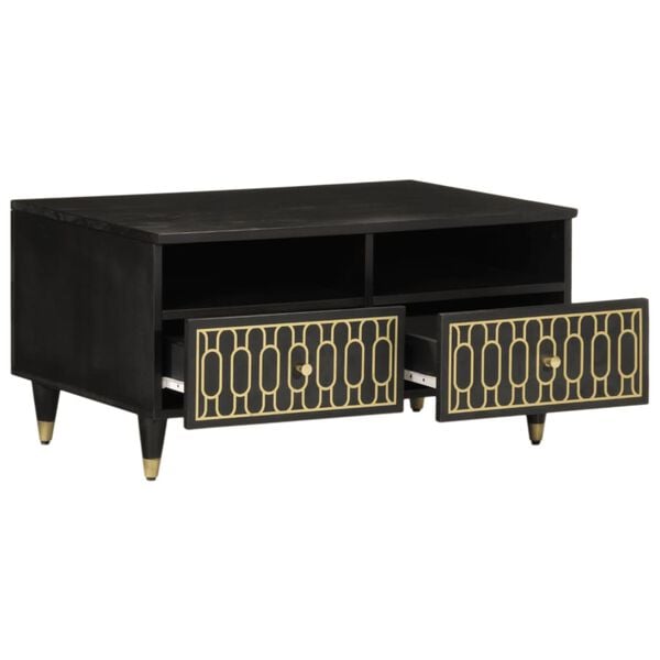 vidaXL Coffee Table Black, Brown Solid mango wood, Engineered wood, Iron