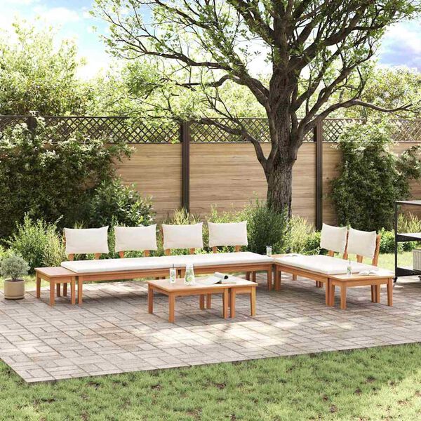vidaXL Garden Bench Set with Cushion 5 pcs Brown and Cream