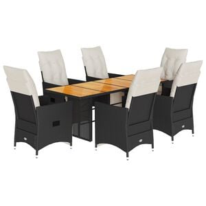 vidaXL Garden Dining Set Black, Cream White