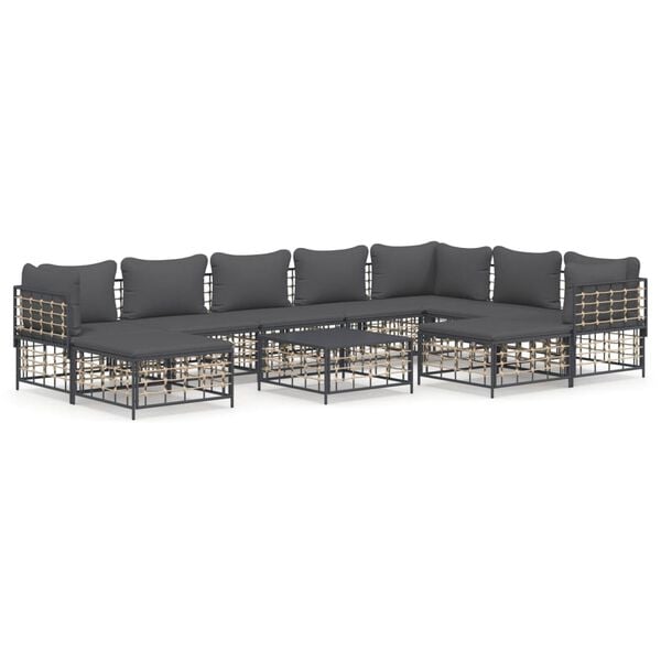 vidaXL Garden Lounge Set Set of 10 Anthracite