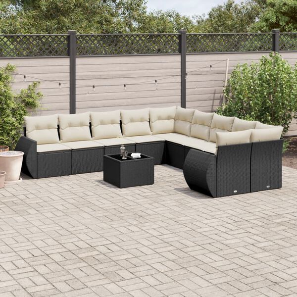 vidaXL Garden Sofa Set Black, Cream White