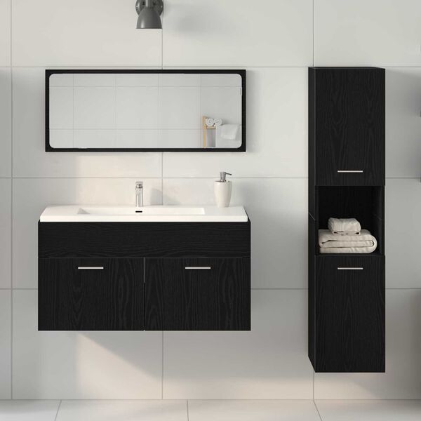 vidaXL Bathroom Furniture Set 3 pcs Black Oak 23.6" x 15.2" x 18.1