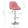 vidaXL Bar Stool Set of 2 Pink Velvet (100% polyester), chrome steel