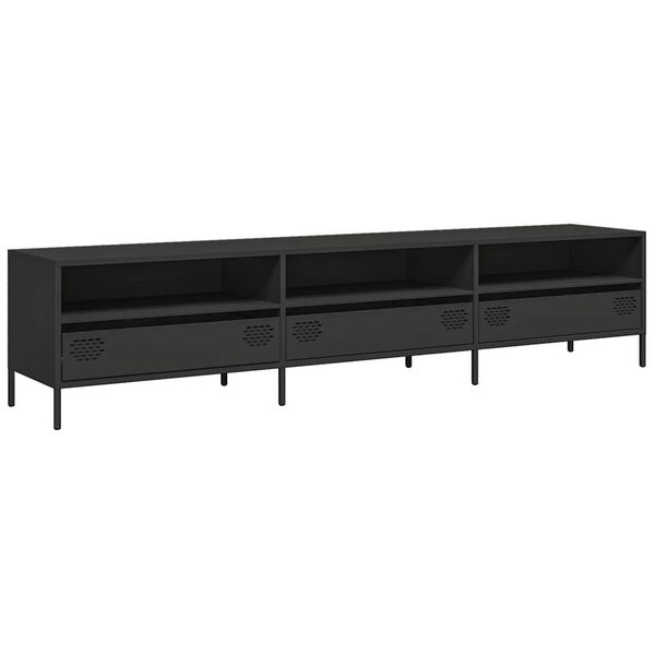 vidaXL TV Cabinet Black Cold-rolled Steel 79.5 x 15.4 x 17.1 in