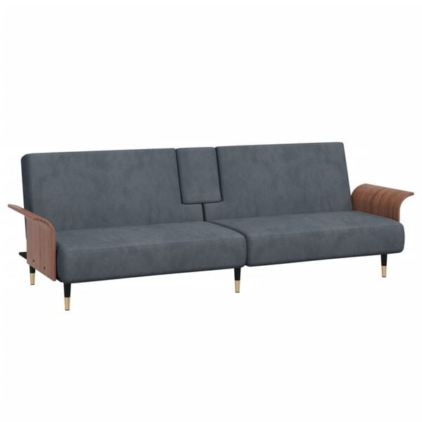 vidaXL Sofa Bed Dark Grey Velvet, plywood, metal Full
