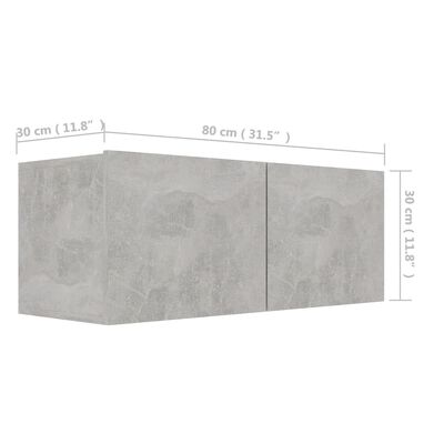vidaXL TV Stand Concrete Gray 31.5"x11.8"x11.8" Engineered Wood