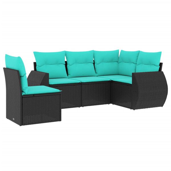 vidaXL Patio Sofa Set Black PE rattan 5-Piece Set Modular
