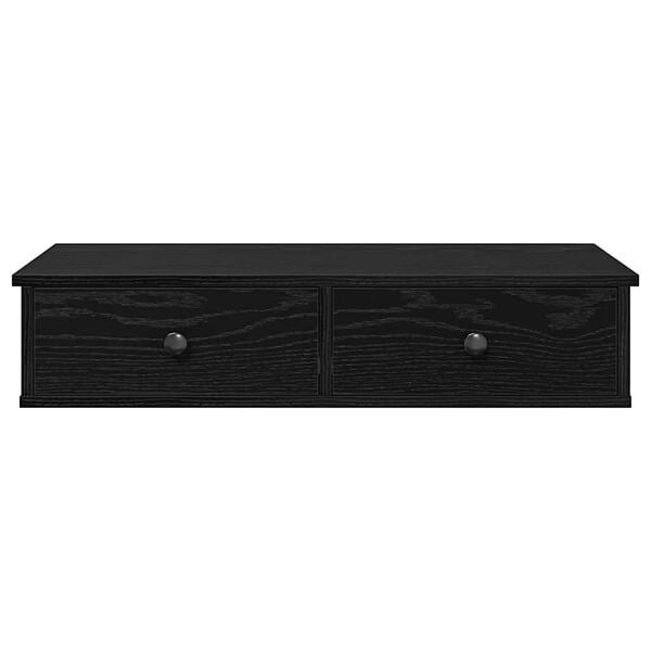 vidaXL Wall Shelf Black Engineered wood Medium Wall Shelf Rectangular
