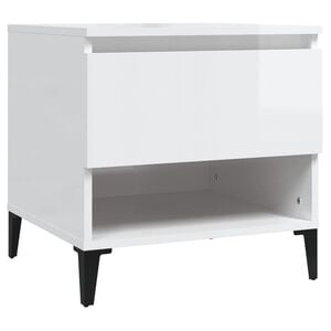 vidaXL Side Table High gloss white Engineered wood, metal