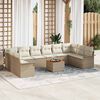 vidaXL Garden Sofa Set with Cushion 11 pcs Beige Poly Rattan