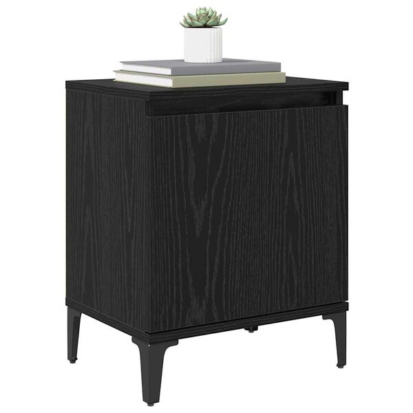 vidaXL Bedside Cabinet Black Oak 15.75 x 11.81 x 19.69 in