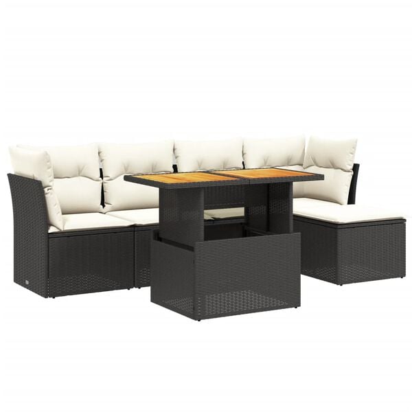vidaXL Garden Sofa Set Black and Cream White