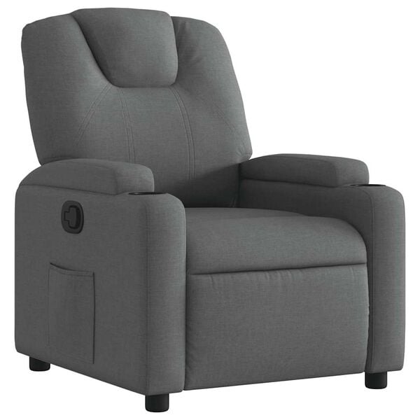 vidaXL Recliner Chair Dark Grey 100% Polyester, Metal, Plywood