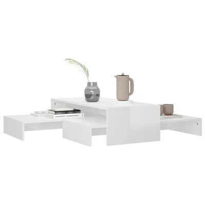 vidaXL Nesting Coffee Table Set High Gloss White 39.4"x39.4"x10.4"