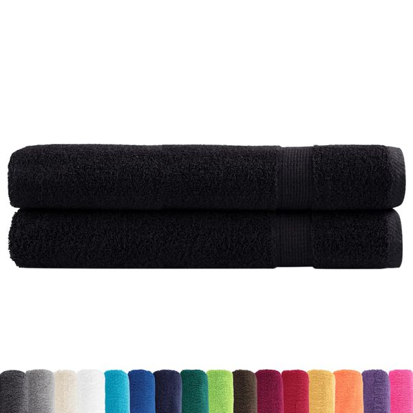vidaXL Towel Set of 2 Black 100% Cotton Large Bath Towel Rectangular