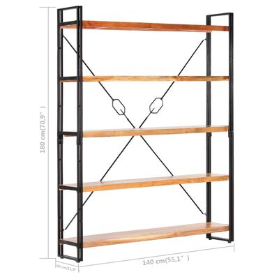 vidaXL 5-Tier Bookcase 55.1"x11.8"x70.9" Solid Acacia Wood