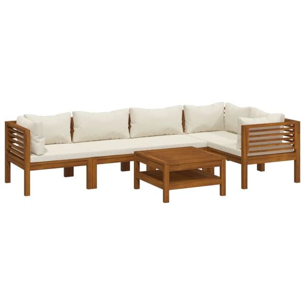 vidaXL Garden Lounge Set Cream, Acacia wood Solid Acacia wood, fabric