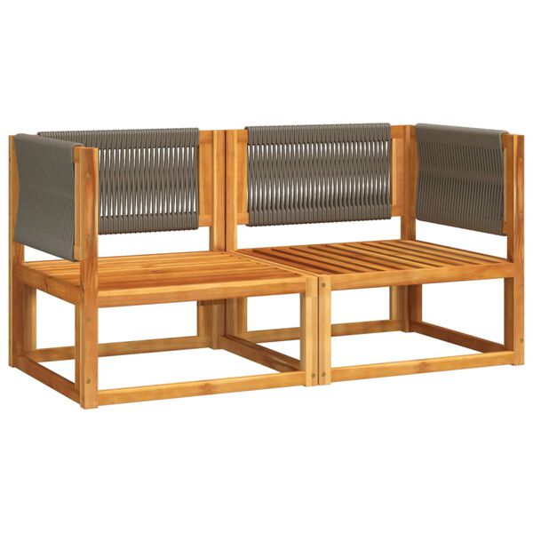 vidaXL Garden Sofas Corner with Cushions 2 pcs Wood Acacia&Rope