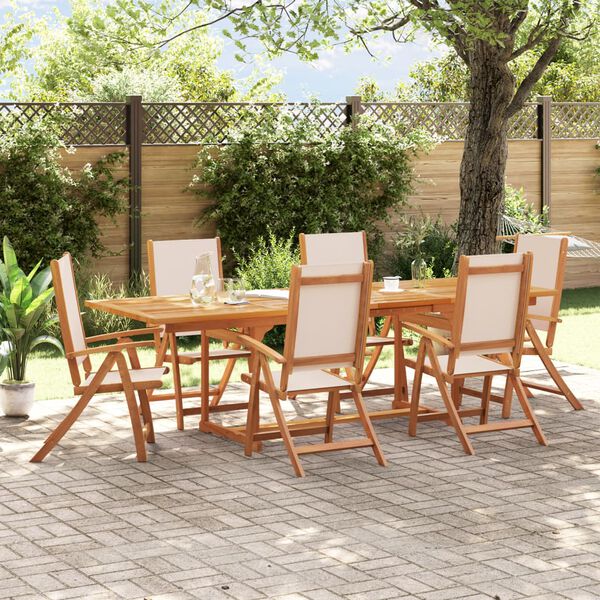 vidaXL 7 Piece Patio Dining Set Solid Wood Acacia and Textilene