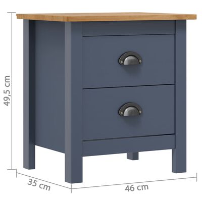 vidaXL Bedside Cabinets Hill 2pcs Gray 18.1"x13.8"x19.5" Pine Wood