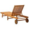 vidaXL Sunlounger Natural Wood, Blue Cushion Solid Acacia Wood, Polyester