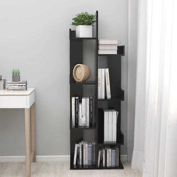 vidaXL Book Cabinet Black Engineered wood Height of 55.1 in Book Cabinet