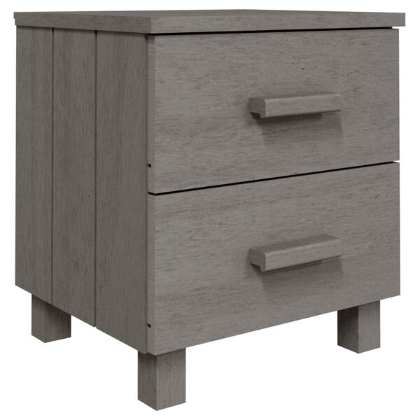 vidaXL Bedside Cabinet Set of 2 Light grey Solid pine wood, MDF Standard