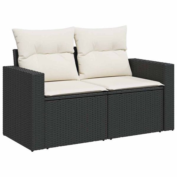 vidaXL Garden Sofa Set Black, Cream white