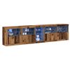 vidaXL LED Sideboard Old Wood 111.42 x 14.57 x 26.38 in
